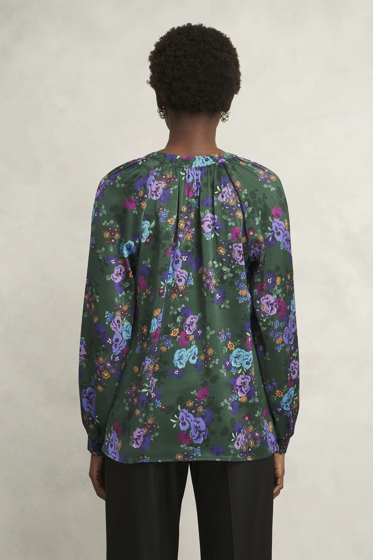 Hobbs London Hobbs London Women's Edna Floral Print Blouse in Bottle Green - 4