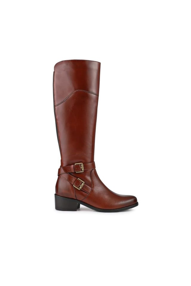 Jones Bootmaker Jones Bootmaker Women's Pheobe1 Extra Slim Calf Fit Leather Long Boots in Tan - 2