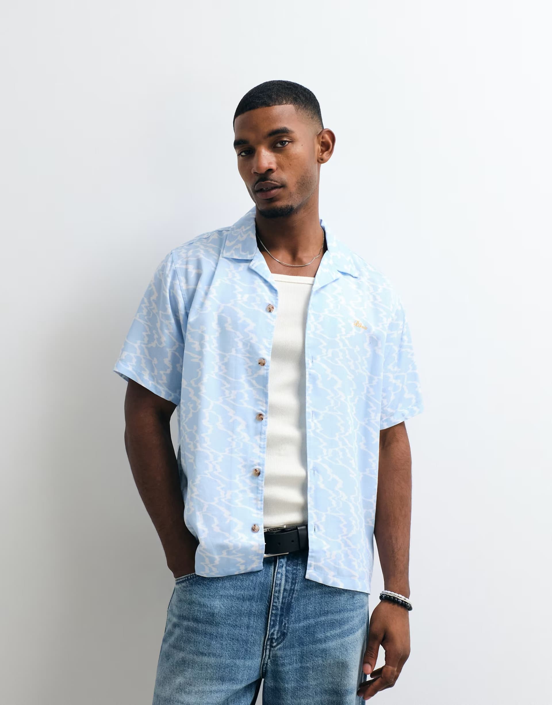 ASOS BLKVIS bagliore patterned shirt co-ord in blue multi