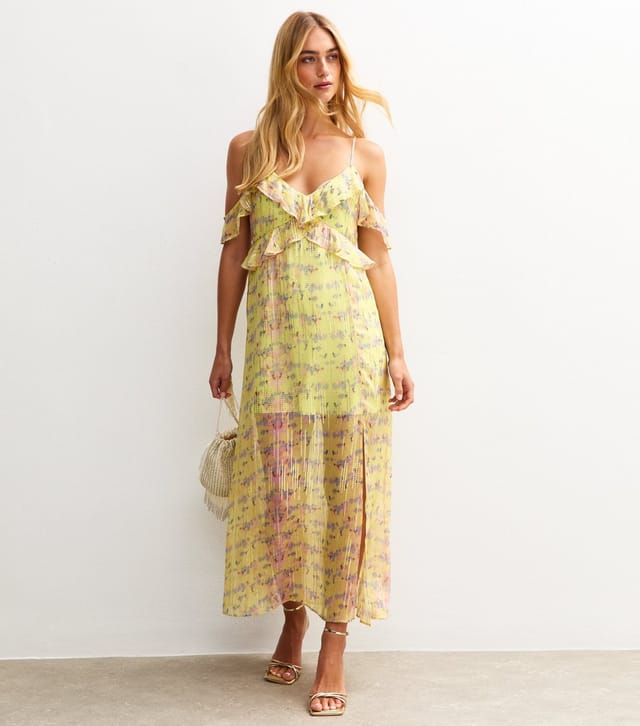 New Look Women's Yellow Floral Print Jacquard Midi Dress New Look - 3