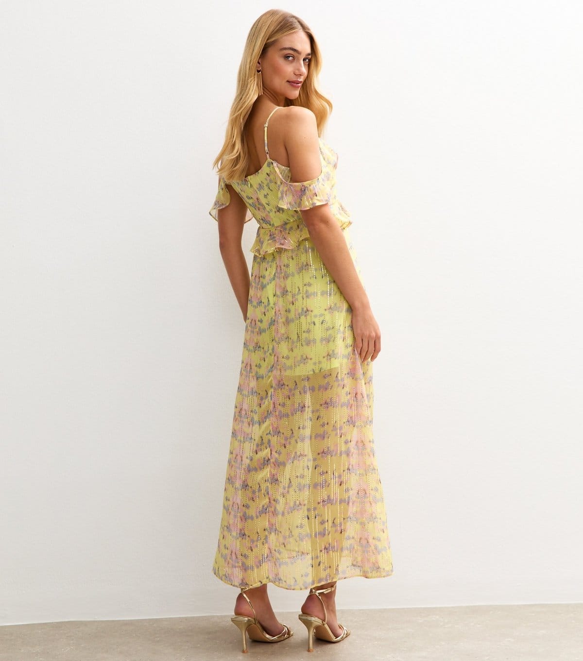 New Look Women's Yellow Floral Print Jacquard Midi Dress New Look - 4