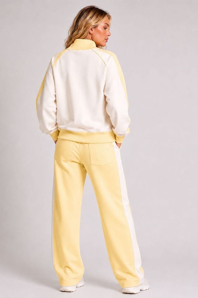 STYLEWISE STYLEWISE Women's Fleece Co-ord Zip-Up Jacket & Jogger Set in Yellow - 2