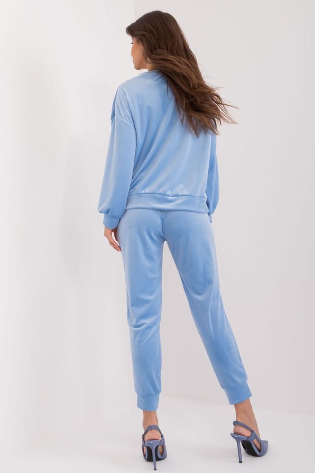 Love Lace Love Lace Women's Velour Sweatshirt & Pants Set with Bow in Blue - 3