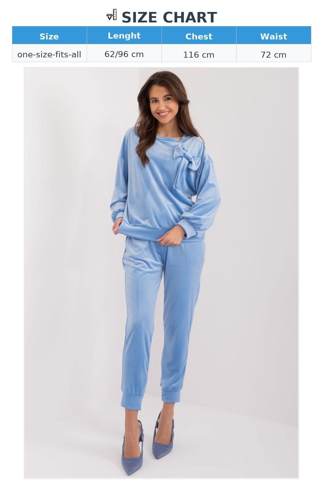 Love Lace Love Lace Women's Velour Sweatshirt & Pants Set with Bow in Blue - 4