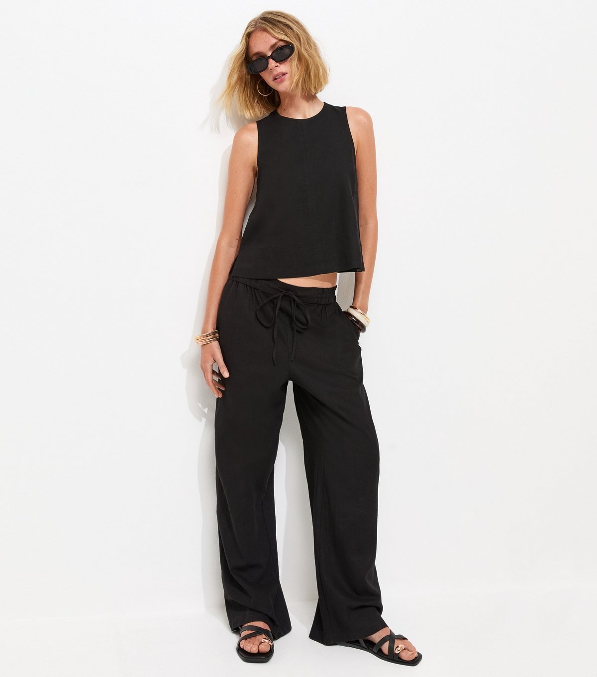 New Look Women's Black Linen Blend Sleeveless Top New Look - 3