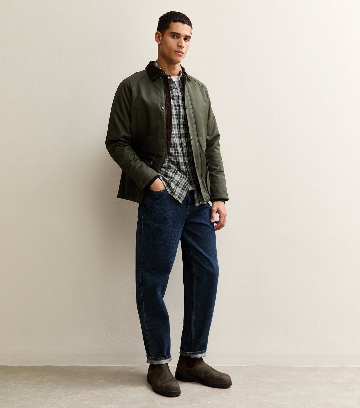 Only and Sons Men's Dark Khaki Waxed Jacket Only and Sons New Look - 3