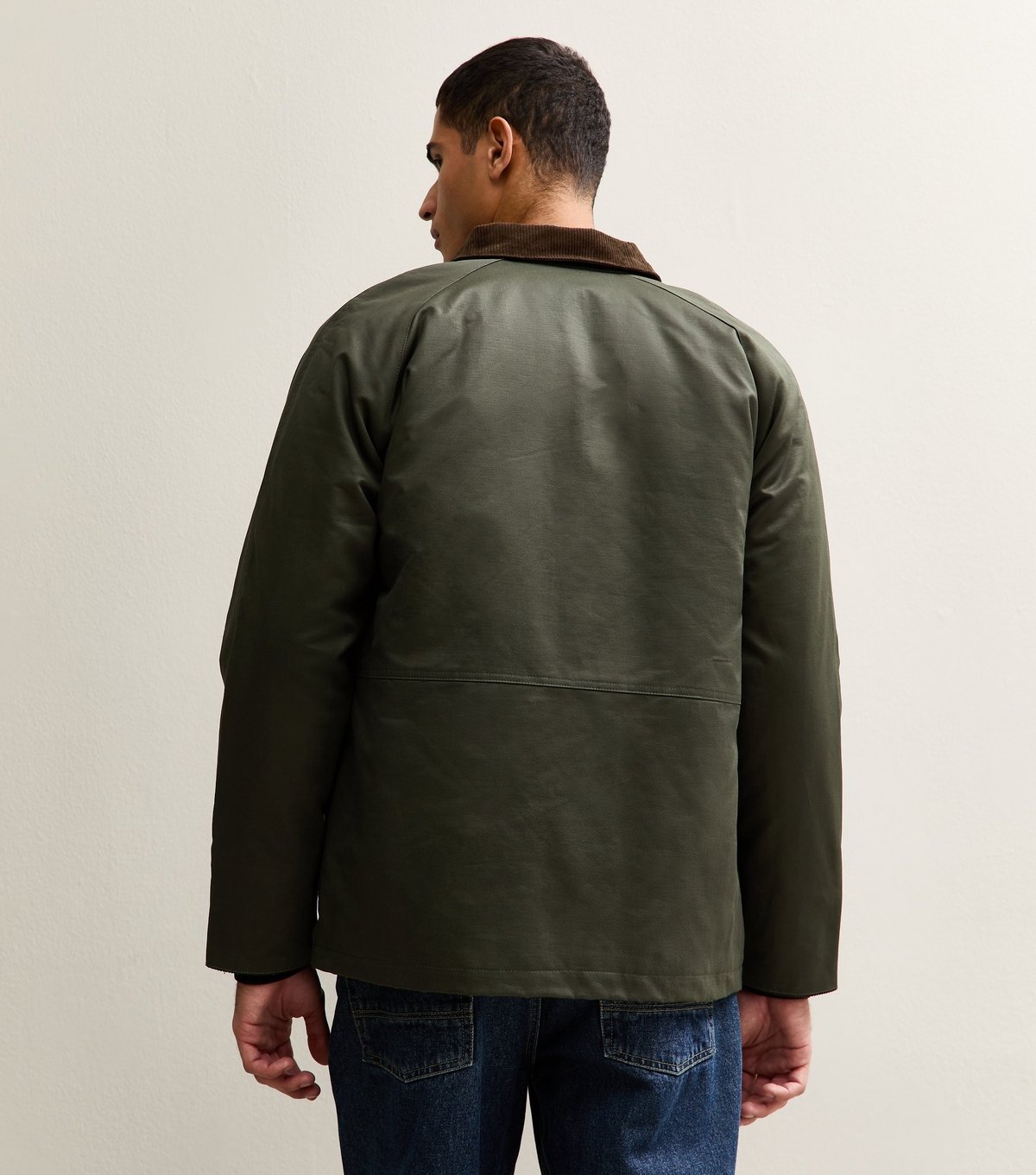 Only and Sons Men's Dark Khaki Waxed Jacket Only and Sons New Look - 4