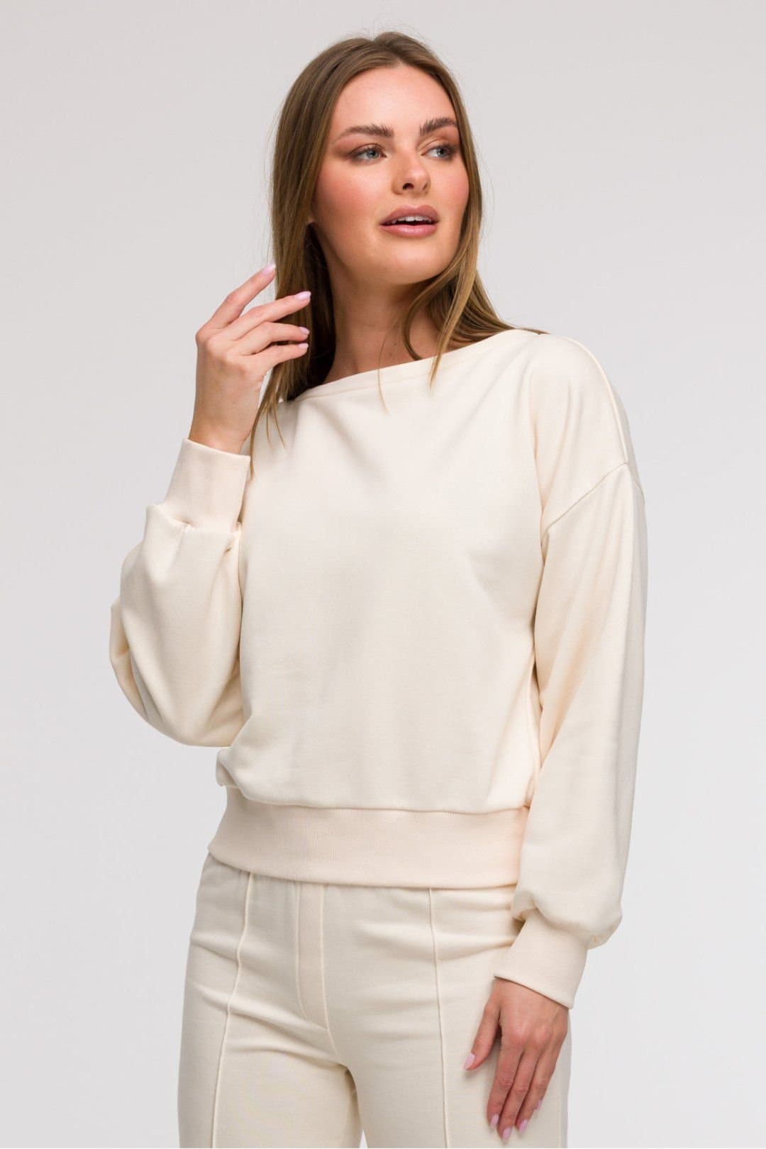 Love Lace Love Lace Beige Loose Fit Wrap Open Back Blouse