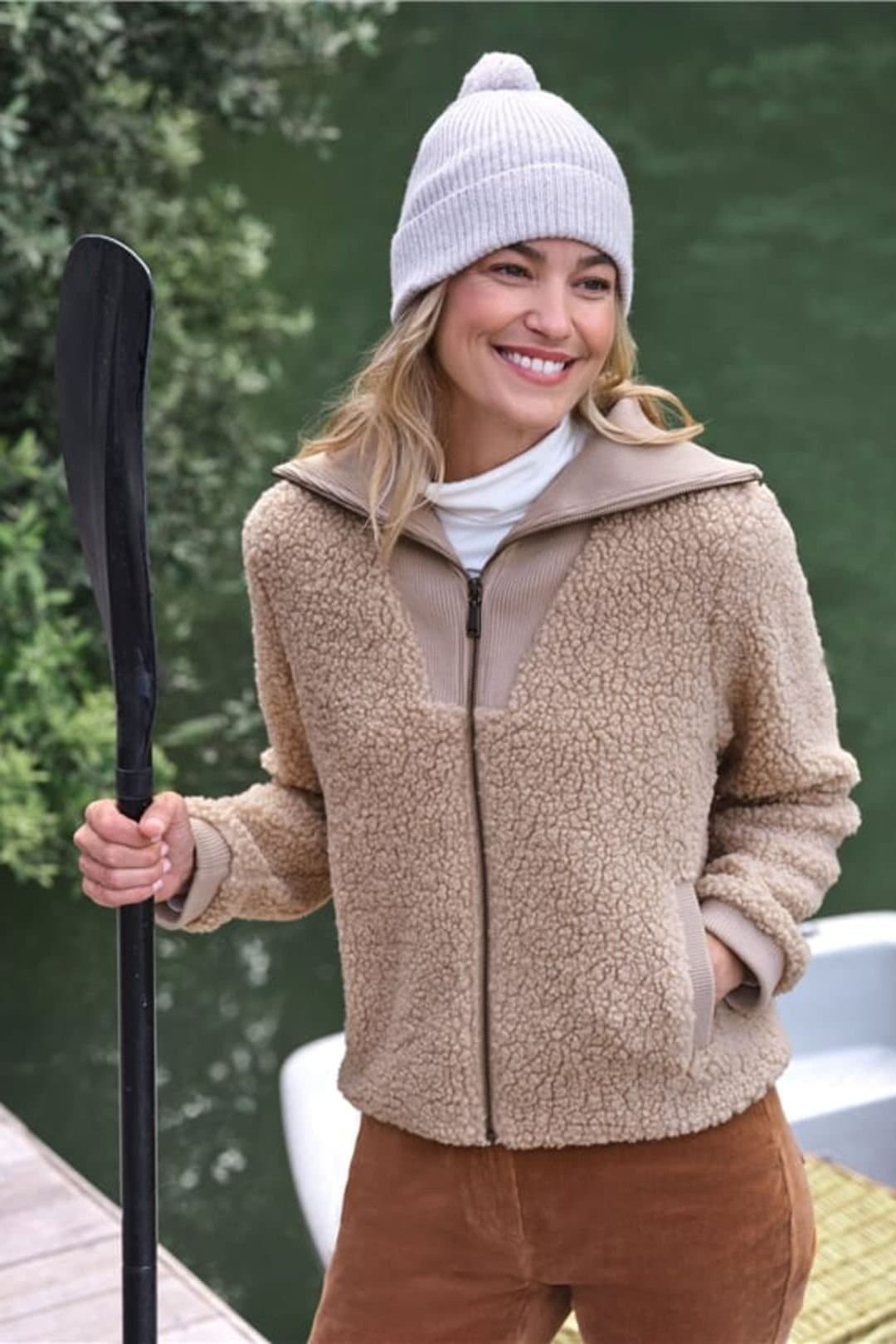 WoolOvers WoolOvers Beige Ribbed Collar Jacket