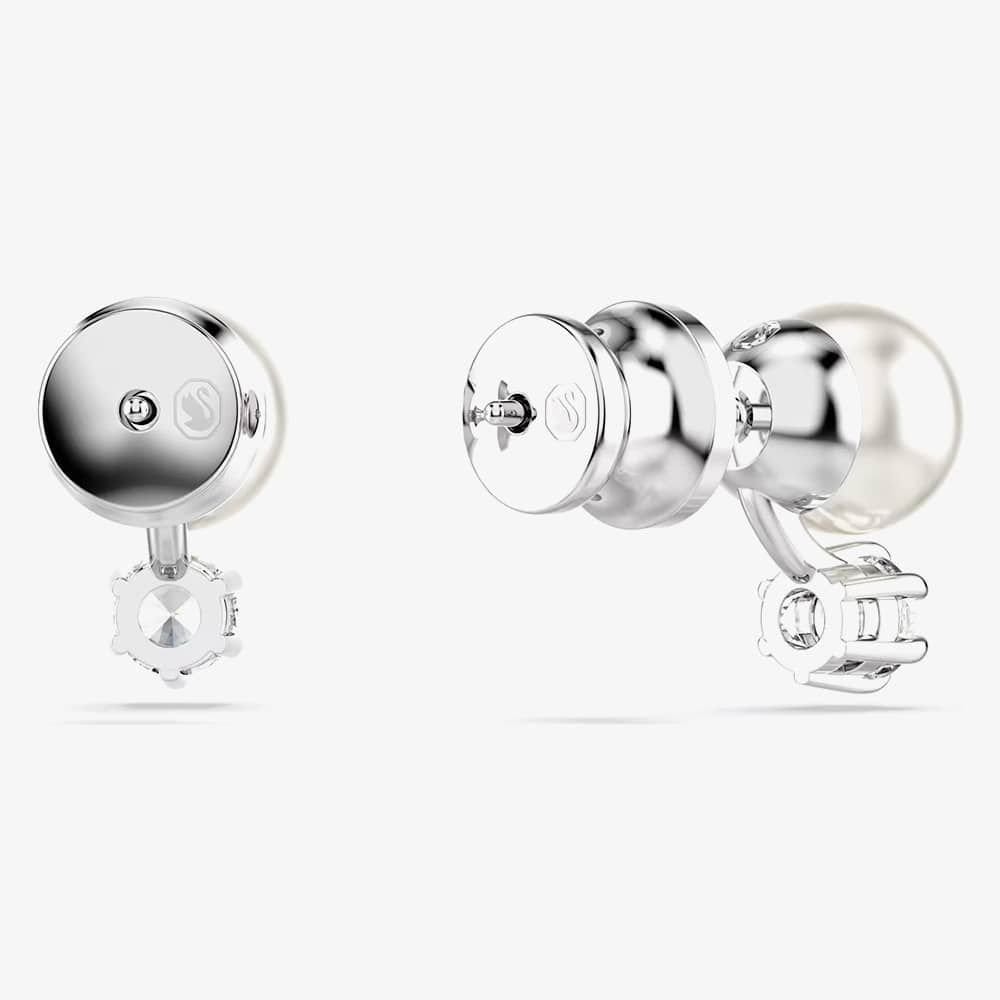 Swarovski Swarovski Women's Matrix Rhodium Plated Crystal Pearl Stud Earrings 5694225 in Silver - 4