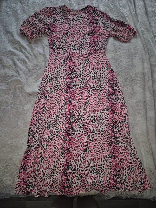 Marks & Spencer Marks and spencer animal print pink midi dress size 12