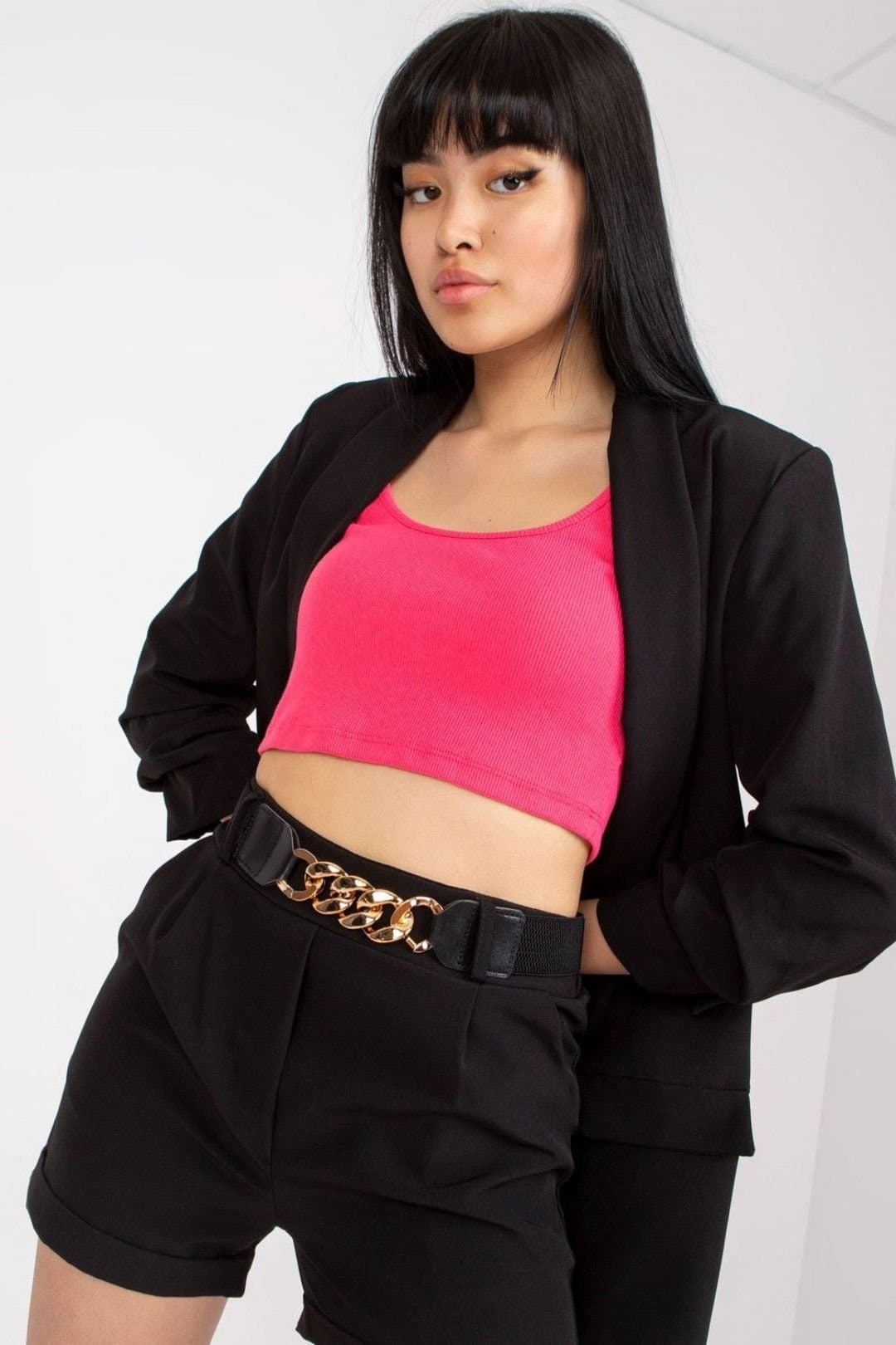 Love Lace Love Lace Women's Elegant Lined Jacket & High Rise Shorts Set in Black