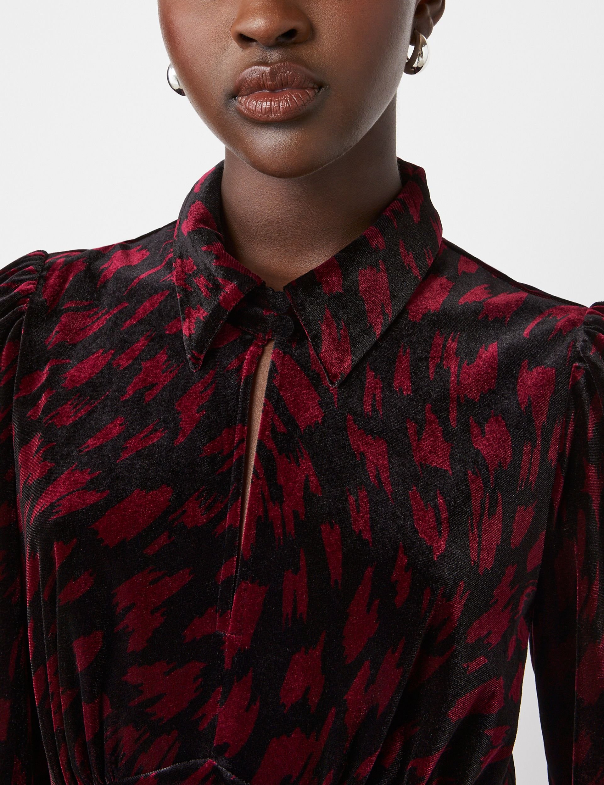 Finery London Finery London Women's Capri Animal Print Knee Length Dress in Wine - 2