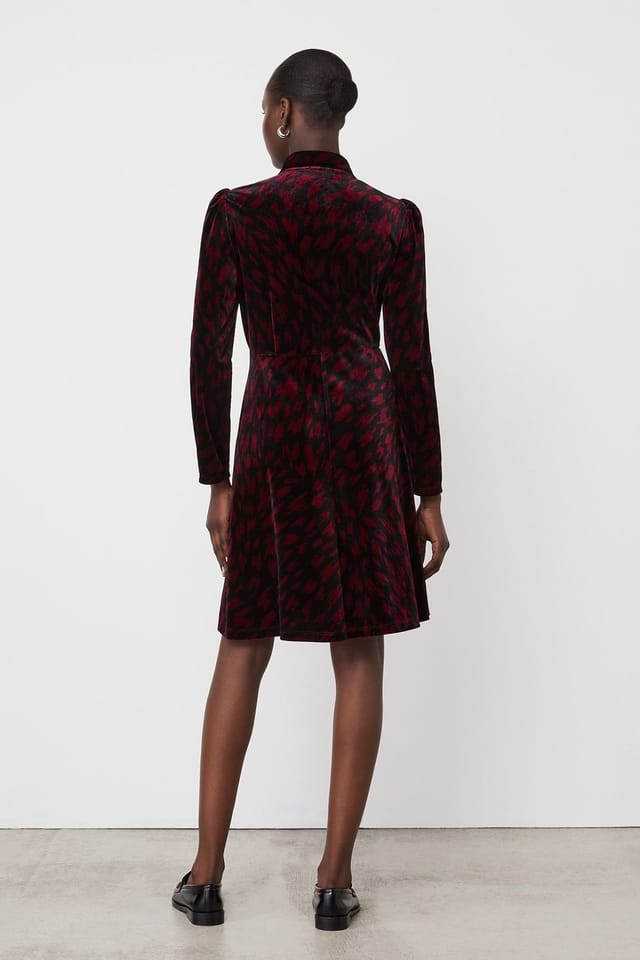Finery London Finery London Women's Capri Animal Print Knee Length Dress in Wine - 3