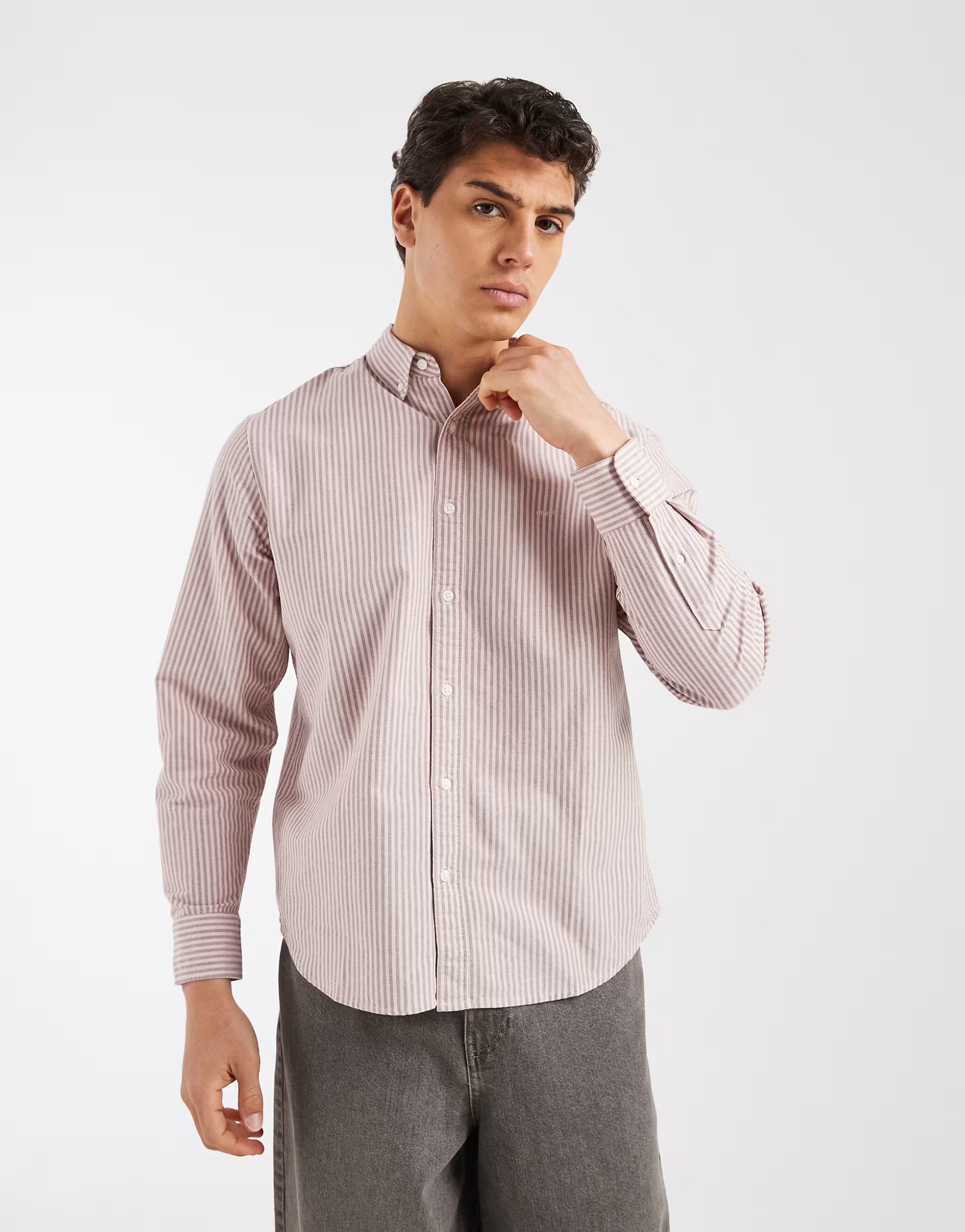 ASOS Levi's authentic long sleeve shirt in red stripe - 1