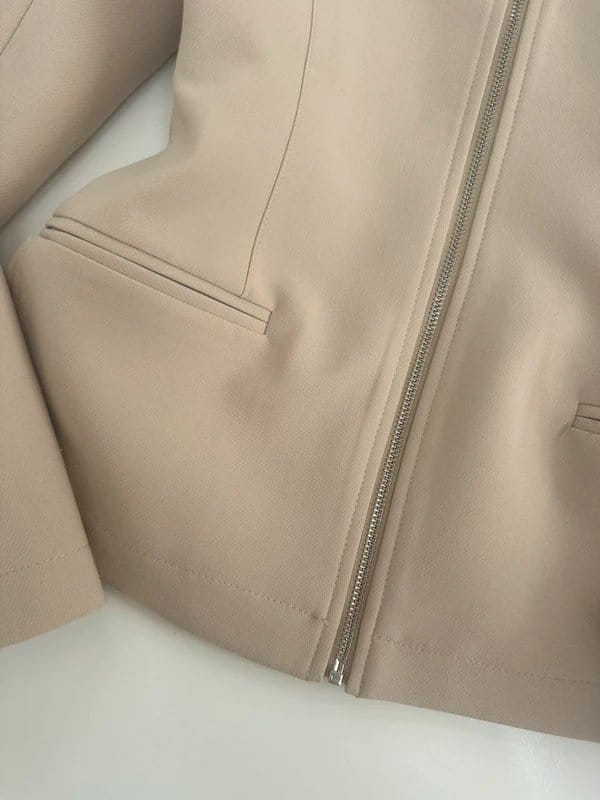 ASOS Beige Tailored Sculpted Cinch Waist Zip Jacket