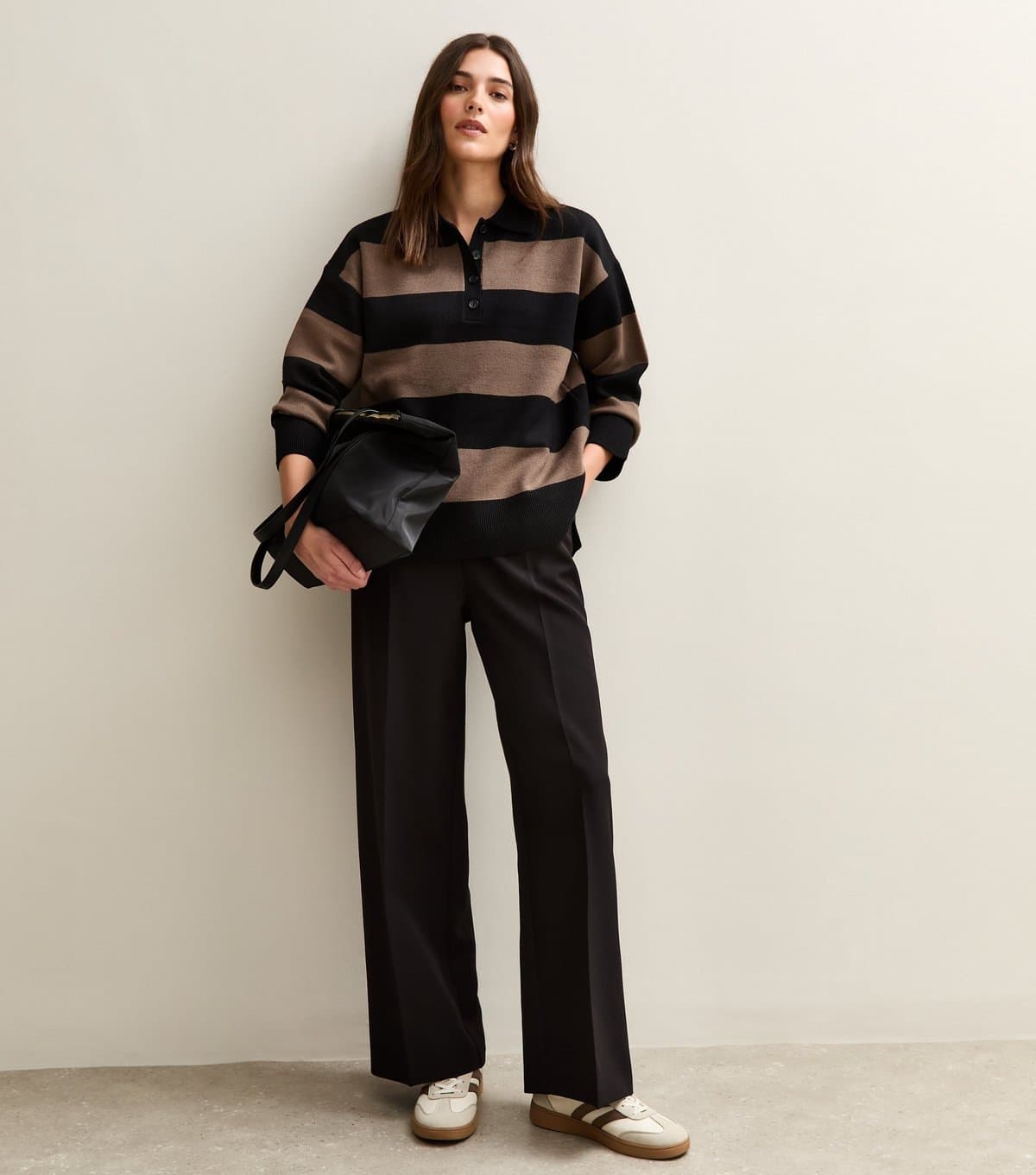 New Look Women's Black Pull On Wide Leg Trousers New Look