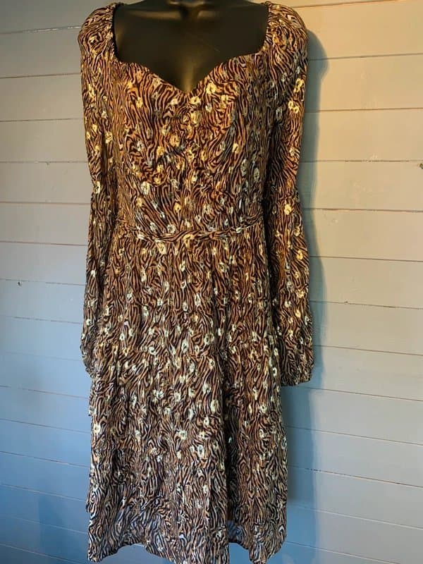 Monsoon Monsoon Animal Print Gold Embellished Maxi Dress Size 18 RRP £99