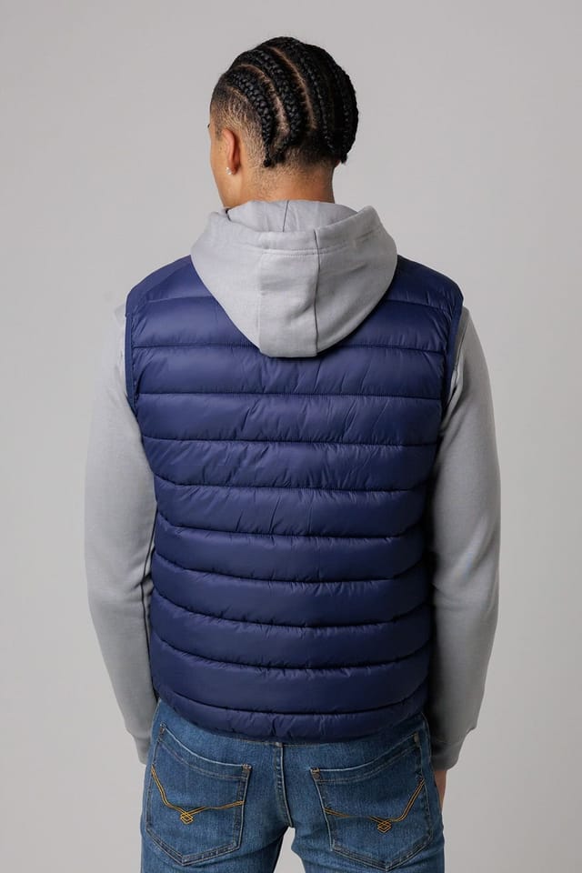 Santa Barbara Polo & Racquet Club Santa Barbara Polo & Racquet Club Men's Lightweight Zip Through Padded Gilet with Zipped Pockets in Navy - 2