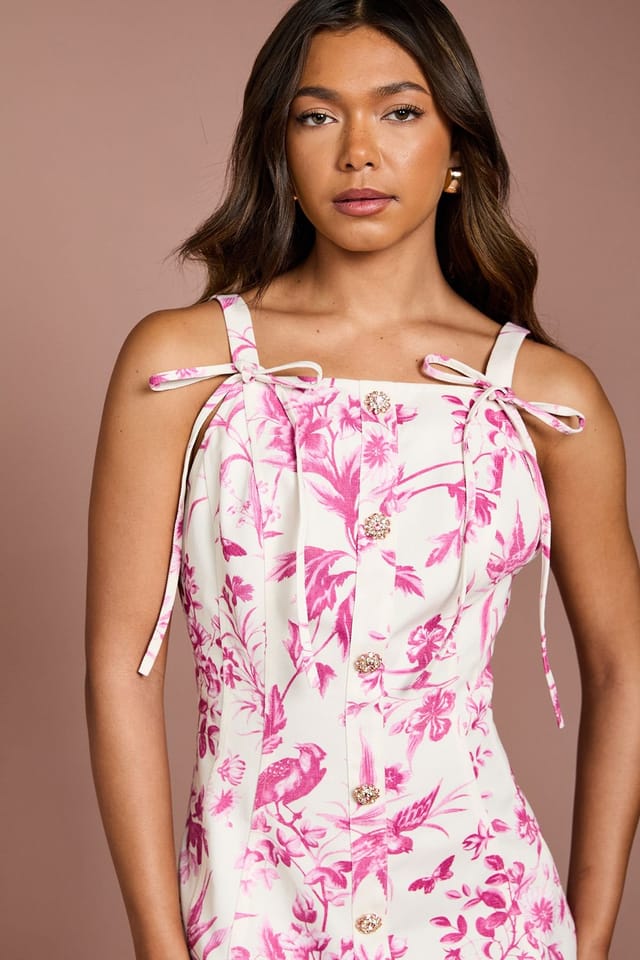 Coast Coast Women's Printed Cotton Twill Mini Dress in Pink - 2