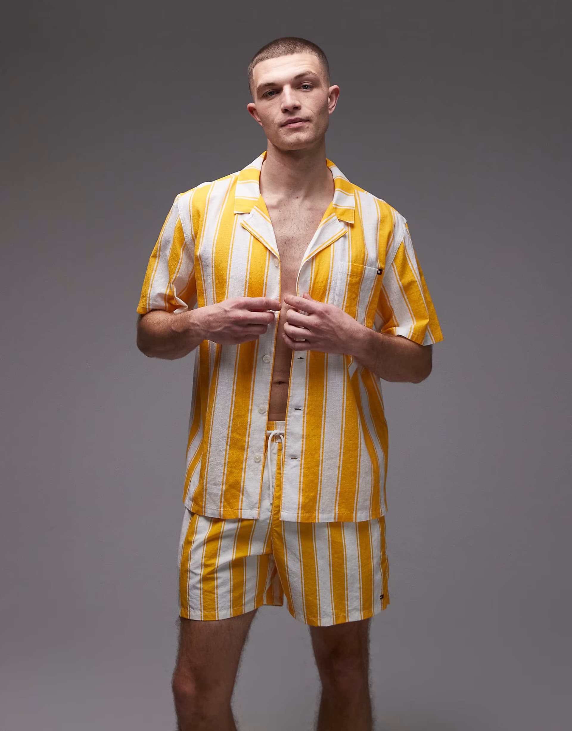 ASOS Tommy Hilfiger resort bowling shirt co-ord in yellow stripe