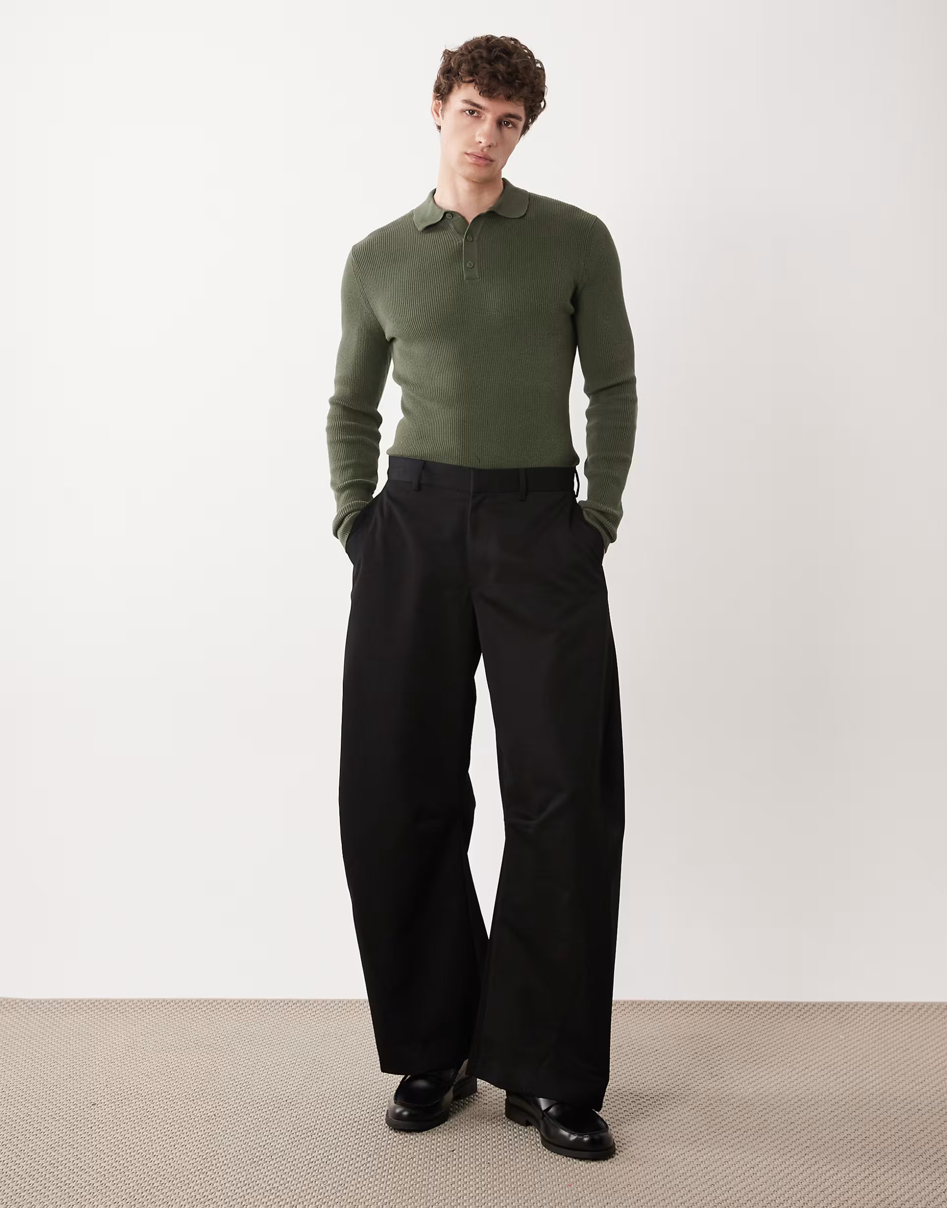 ASOS ASOS DESIGN smart barrel trousers in black - 1