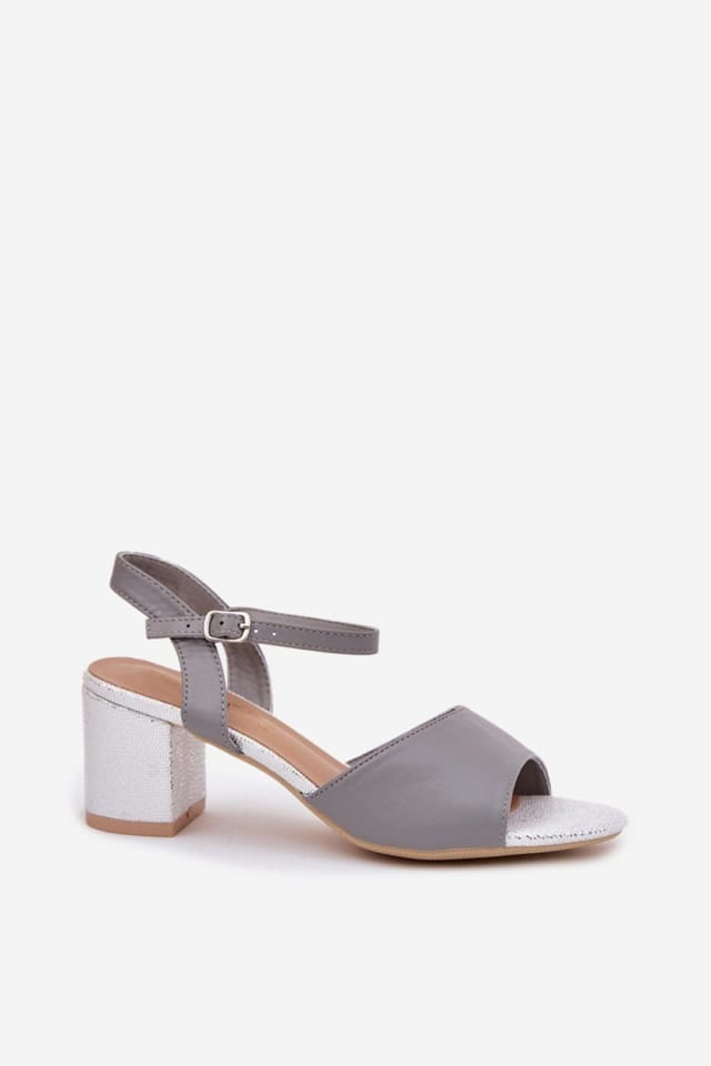 Love Lace Love Lace Women's Vinceza Column Heel Buckle Sandals in in Grey - 2