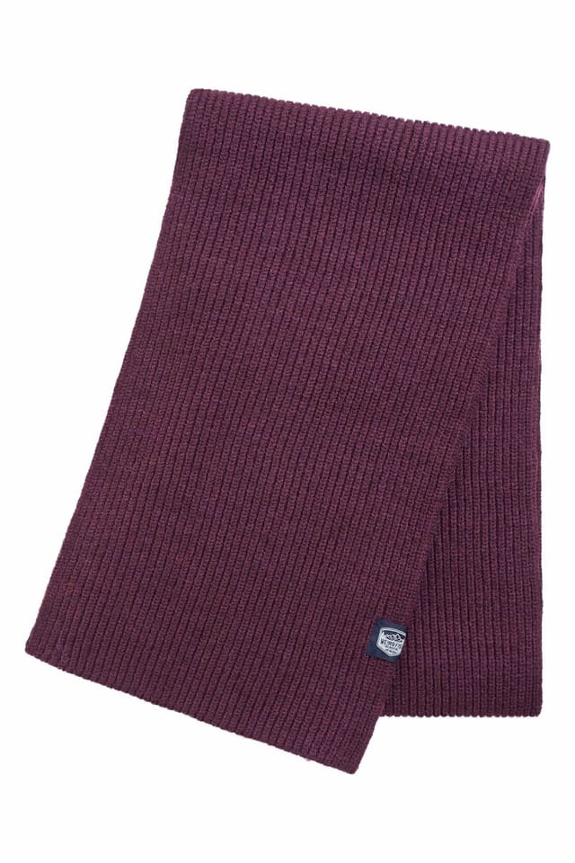 Weird Fish Weird Fish Men's Stornoway Ribbed Scarf in Aubergine - 2