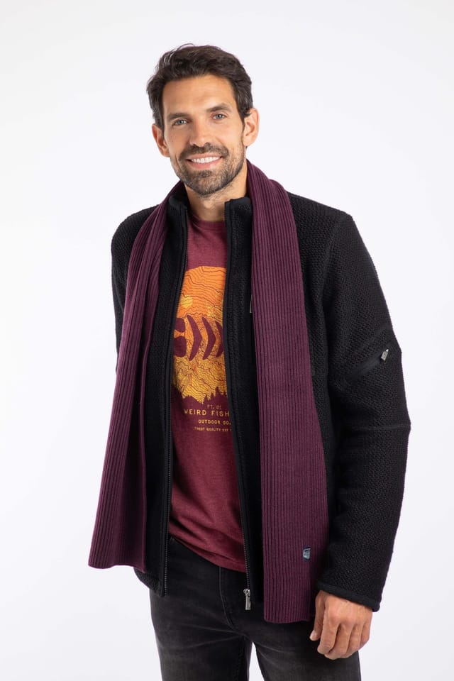 Weird Fish Weird Fish Men's Stornoway Ribbed Scarf in Aubergine - 3