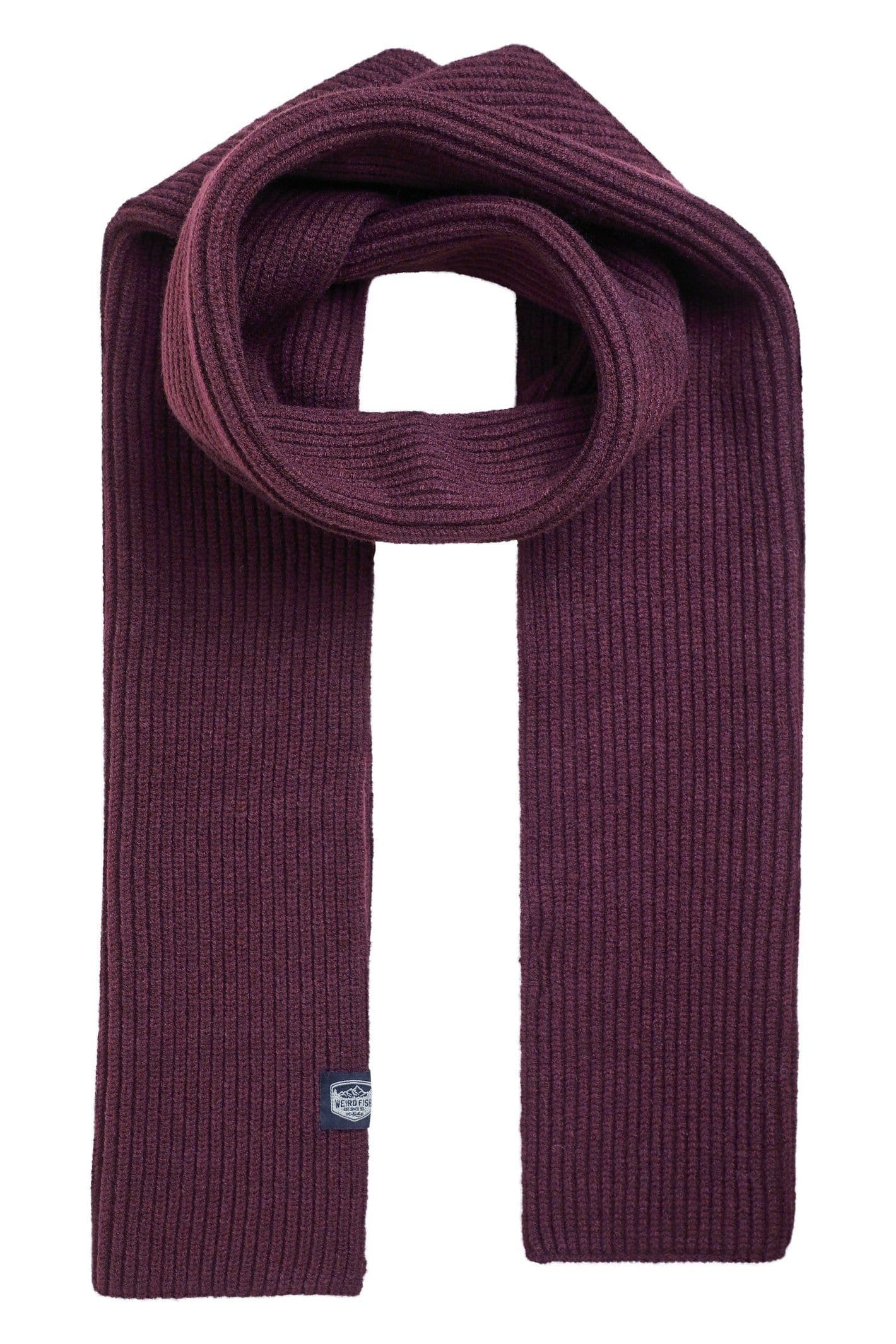 Weird Fish Weird Fish Men's Stornoway Ribbed Scarf in Aubergine - 4