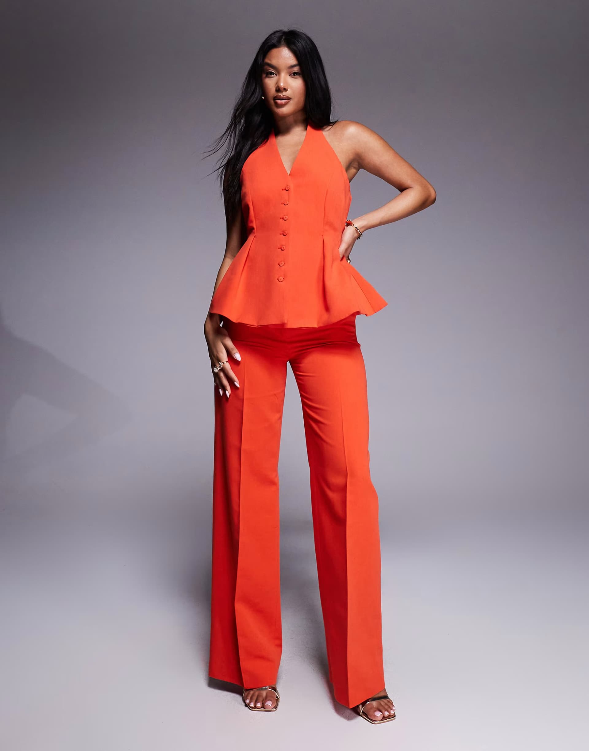 ASOS Mango pleat front tailored trouser co-ord in red