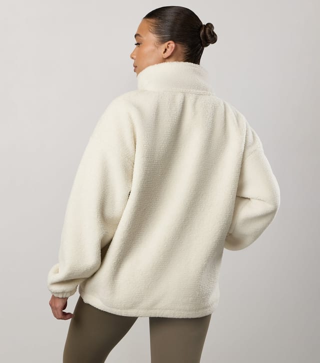 Gym King Women's Women's Cream Borg Zip Jumper Gym King New Look - 3