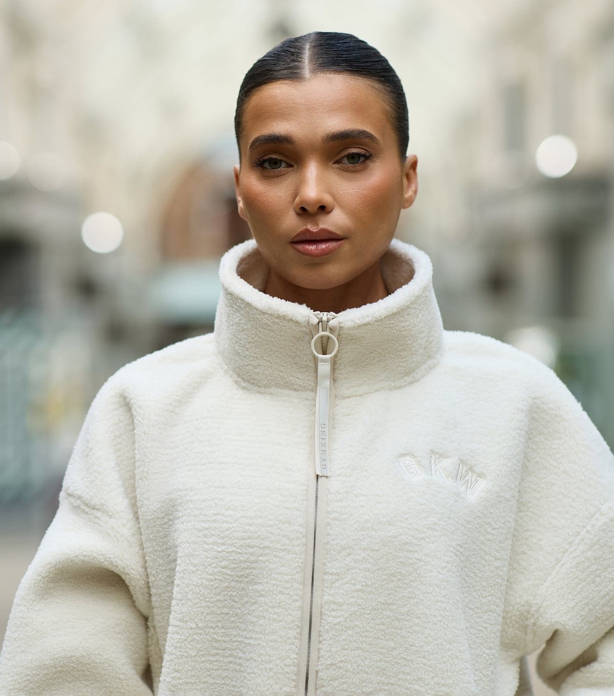 Gym King Women's Women's Cream Borg Zip Jumper Gym King New Look - 4