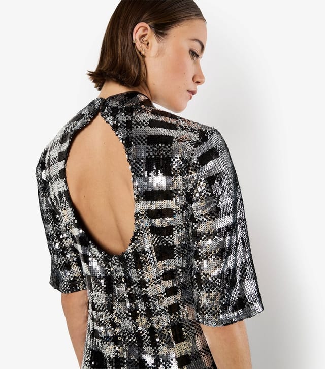 Apricot Women's Black Sequin Mock Neck Bodycon Dress Apricot New Look - 3