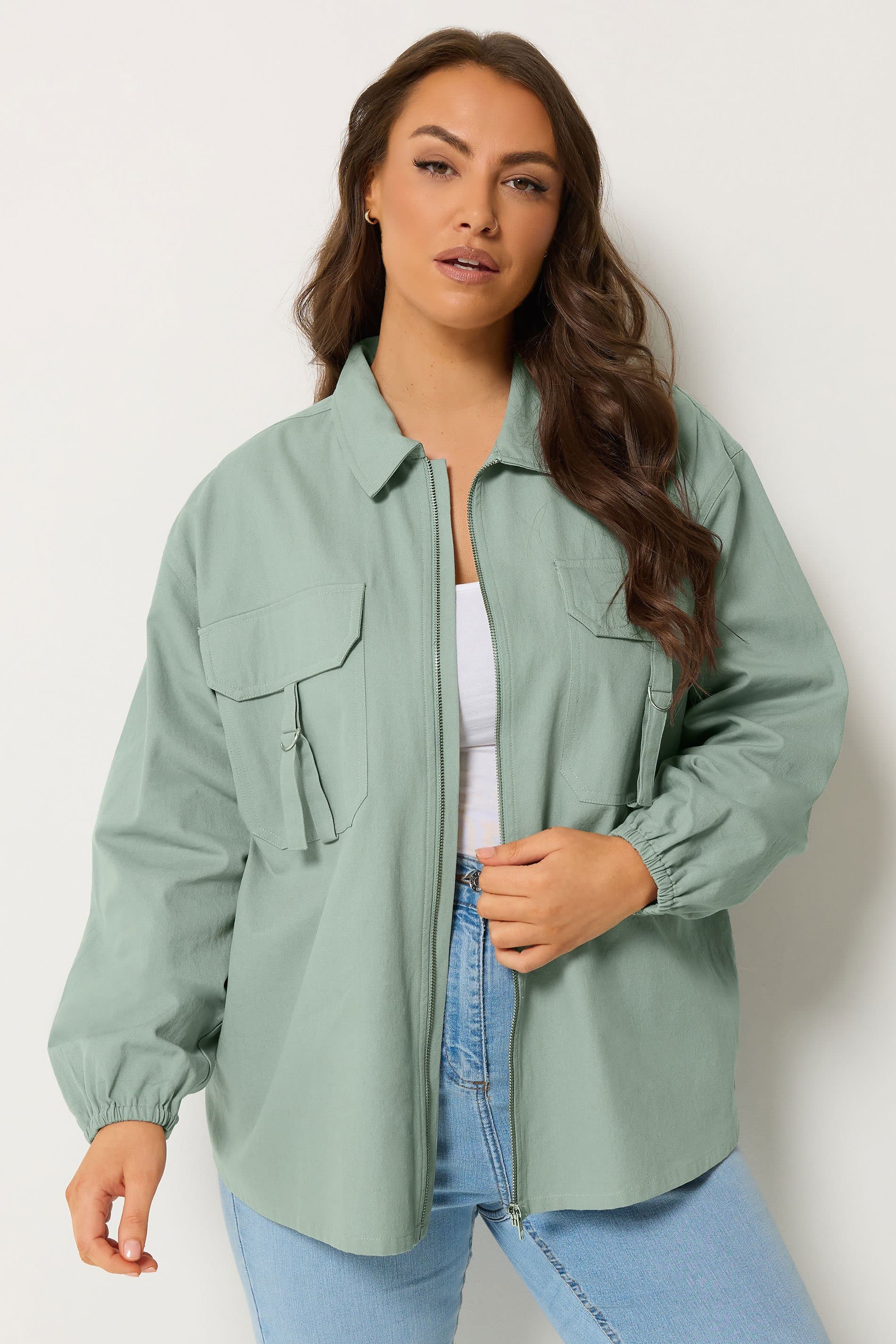 Yours Plus Size Blue Utility Shacket