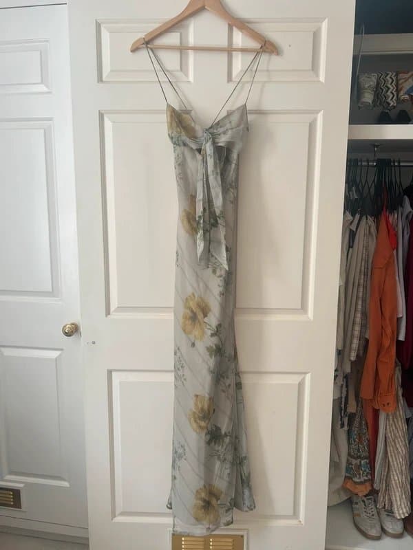 ASOS Design ASOS Design Satin Bust Bow Front Chiffon Maxi Dress