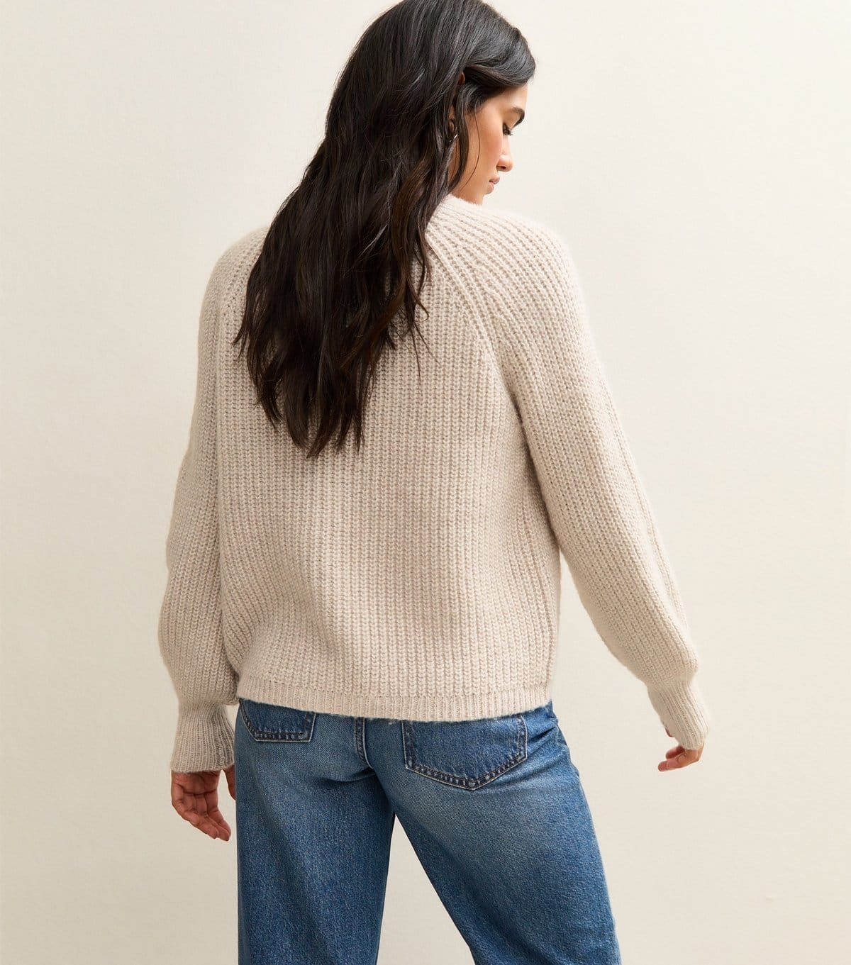 New Look Women's Cream Ribbed Knit Raglan Sleeve Cardigan New Look - 4