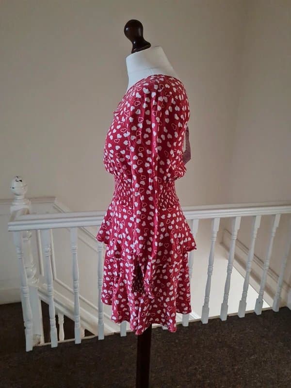 ASOS Bnwt new asos sample dress Shirred one shoulder Asymmetric heart print dress Valentines rara y2k