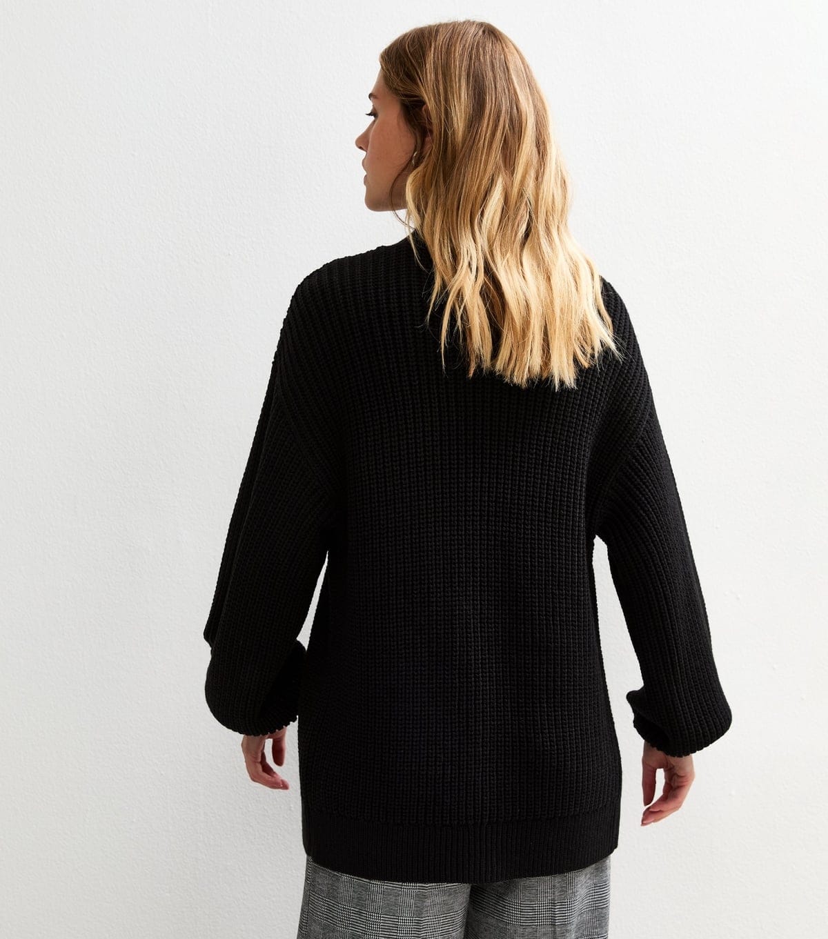 New Look Women's Black Stitchy Knit Balloon Sleeve Cardigan New Look - 4