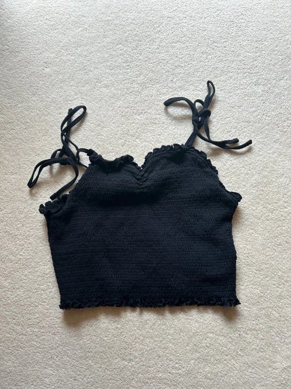 New Look Black ruched crop top
