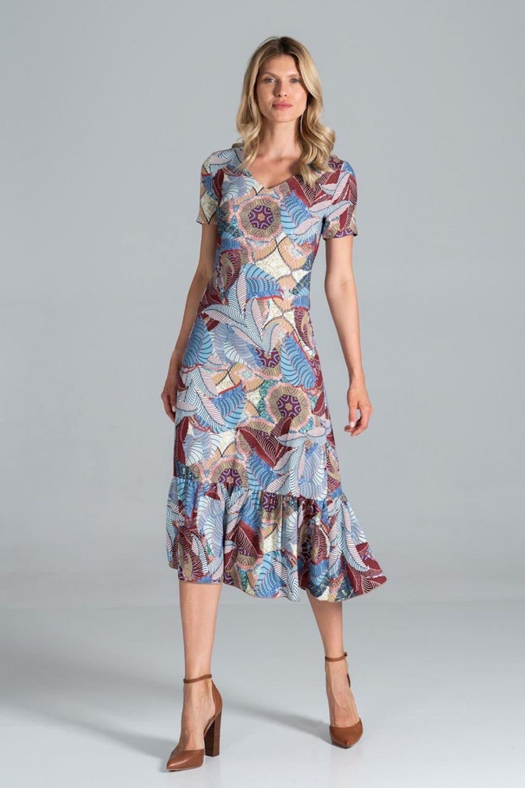 Love Lace Love Lace Women's Sweetheart Neck Midi Flounce Sleeve Dress