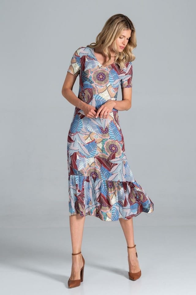 Love Lace Love Lace Women's Sweetheart Neck Midi Flounce Sleeve Dress - 2