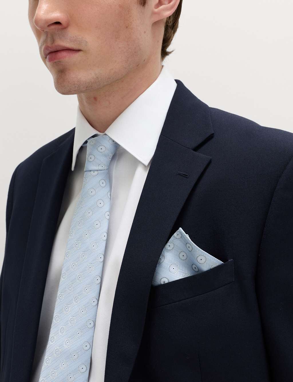 Marks & Spencer M&S Slim Fit Easy Iron Shirt & Tie Set Blue Mix - 3