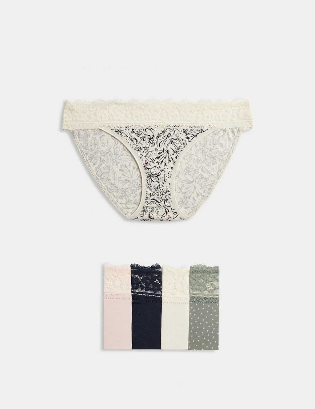 Marks & Spencer M&S 5pk Cotton Blend Printed Bikini Knickers Coral
