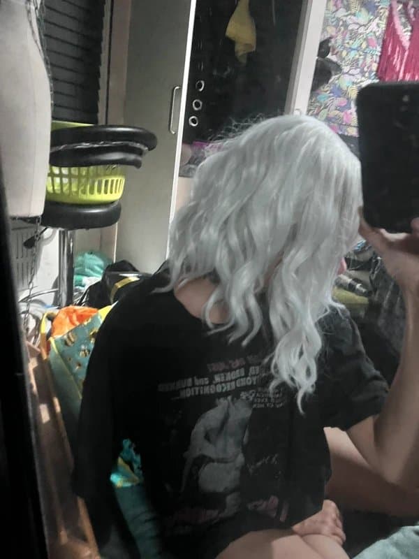Accessories Mid length curly ice blonde wig, synthetic