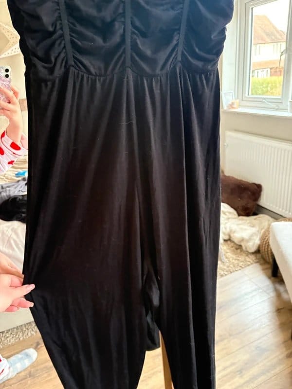 ASOS Black Jersey Jumpsuit with Corset Style Piping