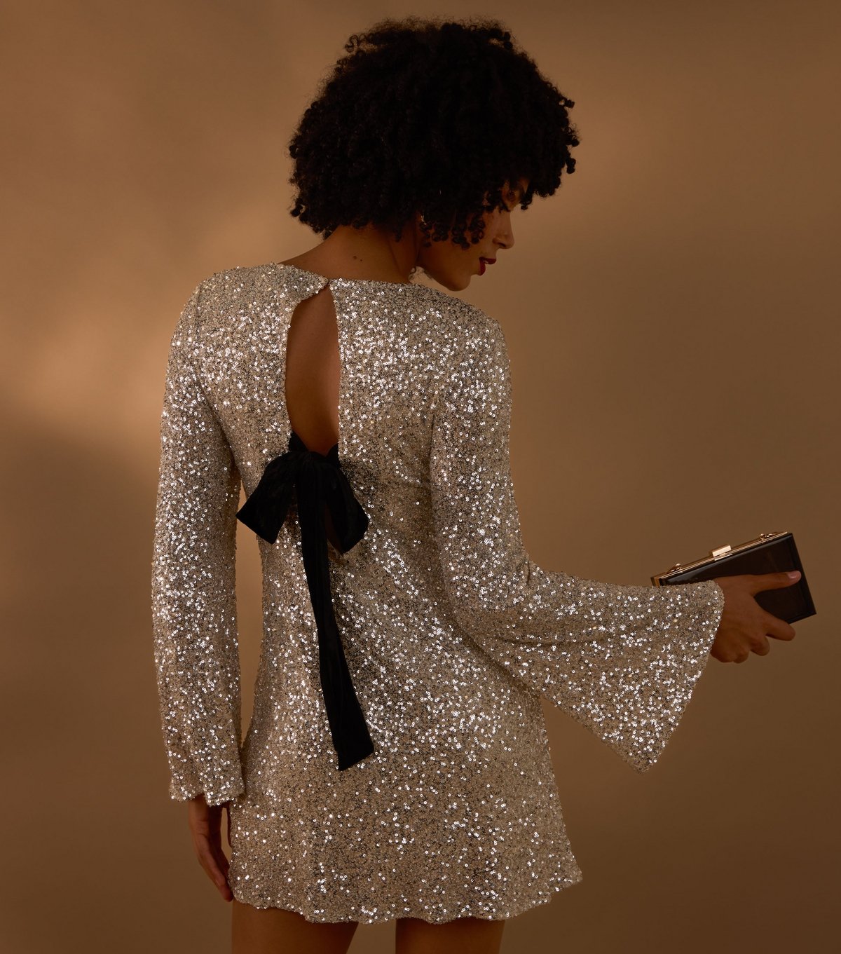 Blue Vanilla Women's Cream Sequin Bow Mini Dress Blue Vanilla New Look - 2