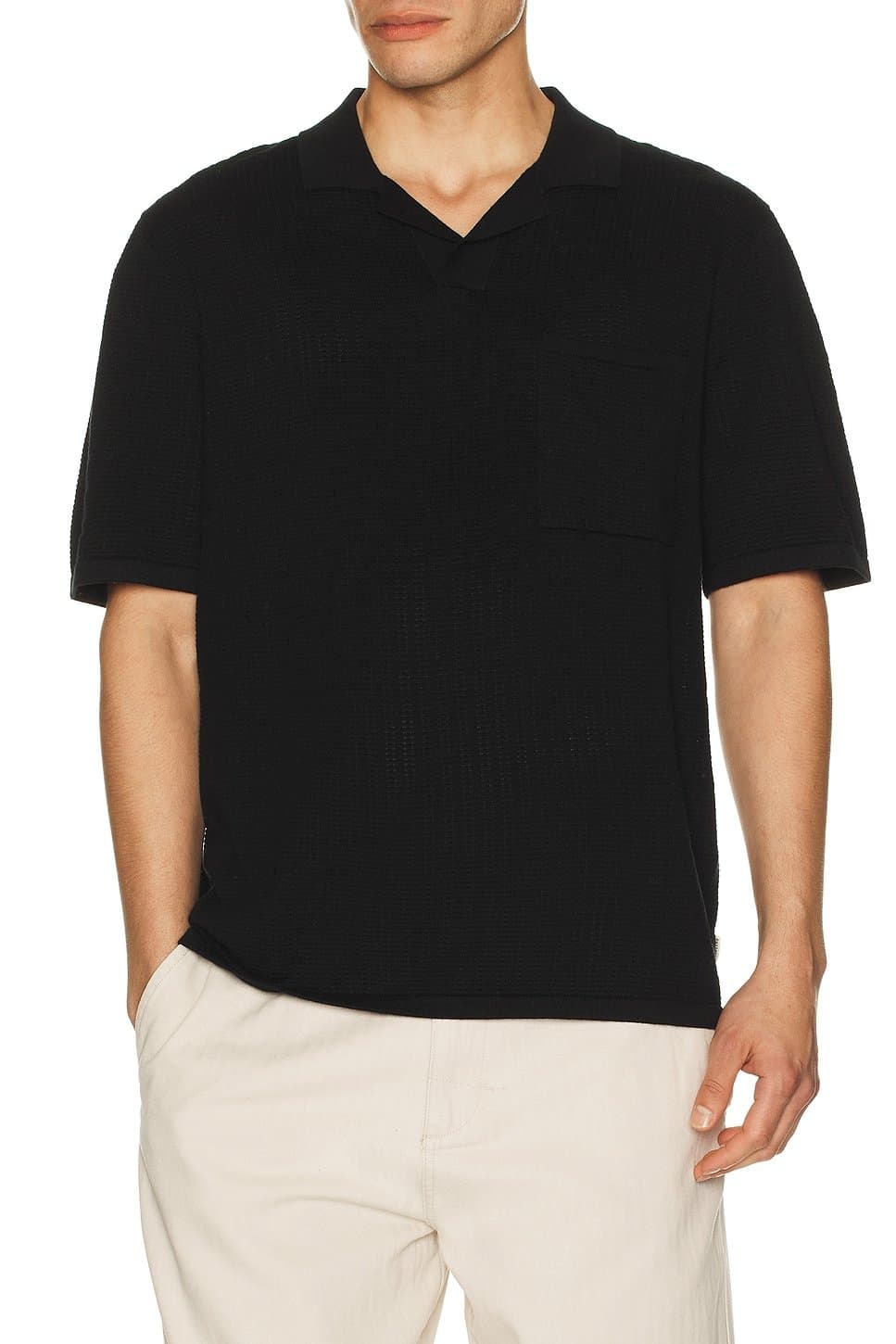 revolve Revolve Textured Knit Johnny Polo in Black