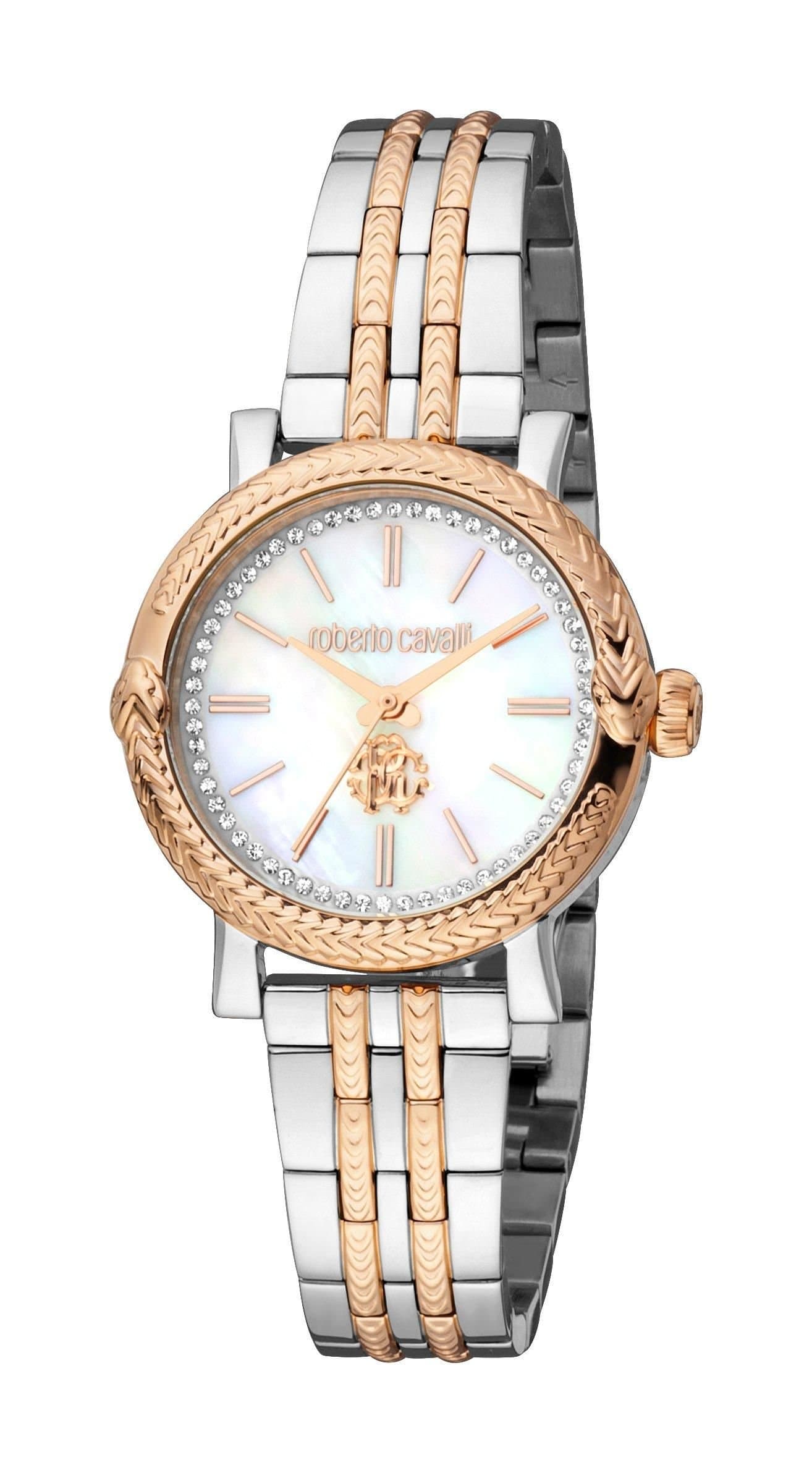 Roberto Cavalli Roberto Cavalli Women's Two Tone Stainless Steel Diamond Quartz Watch in Silver