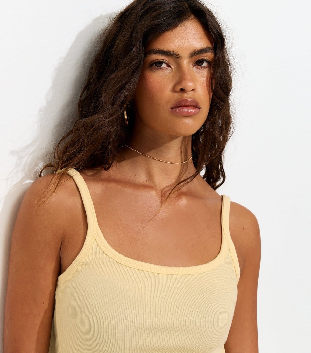 New Look Light Yellow Ribbed Strappy Cami Top